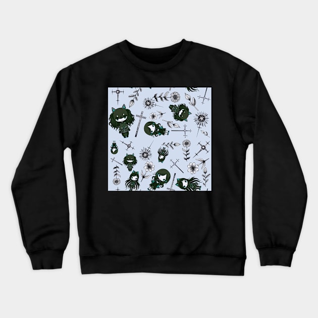 Goths, Crosses & Flowers: Periwinkle Crewneck Sweatshirt by boingojennie